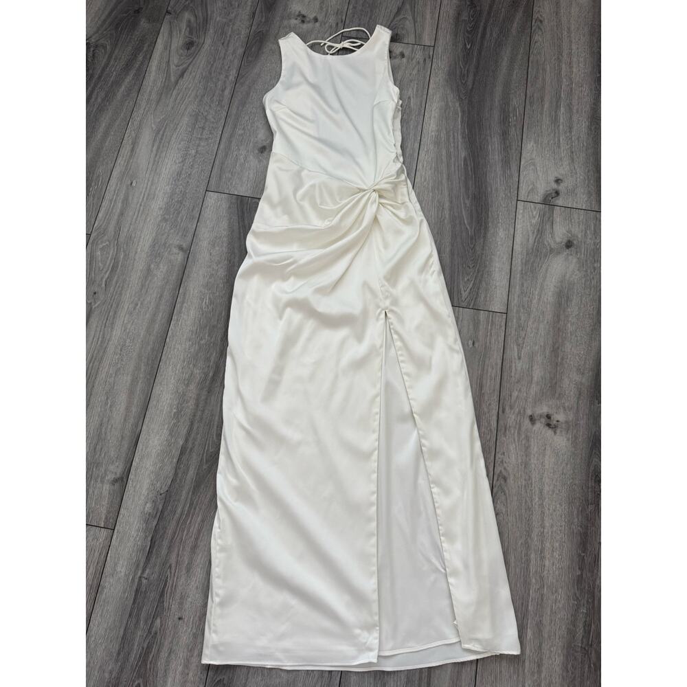 Abercrombie & Fitch Satin Draped Skirt Maxi Dress in White Size S Backless - Picture 4 of 11